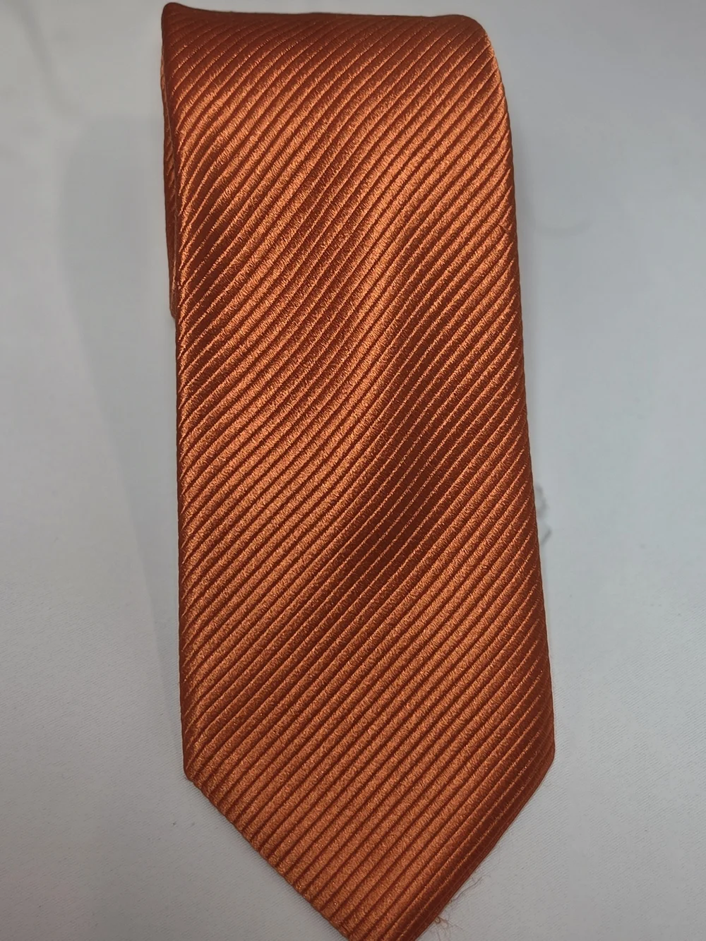 Nordstrom Men's Vibrant Solid 100% Silk Orange Ribbed Satin Repp Tie 3.25x58